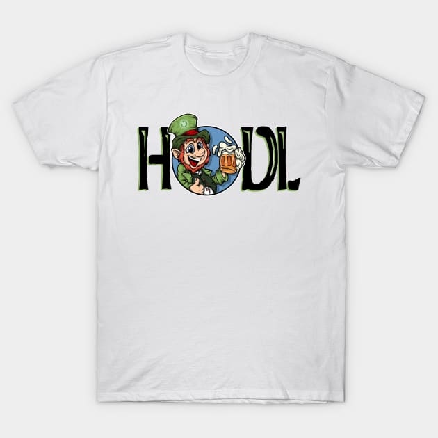 Leprechaun Token - LEP - HODL - Black Lettering T-Shirt by Leprechaun Finance